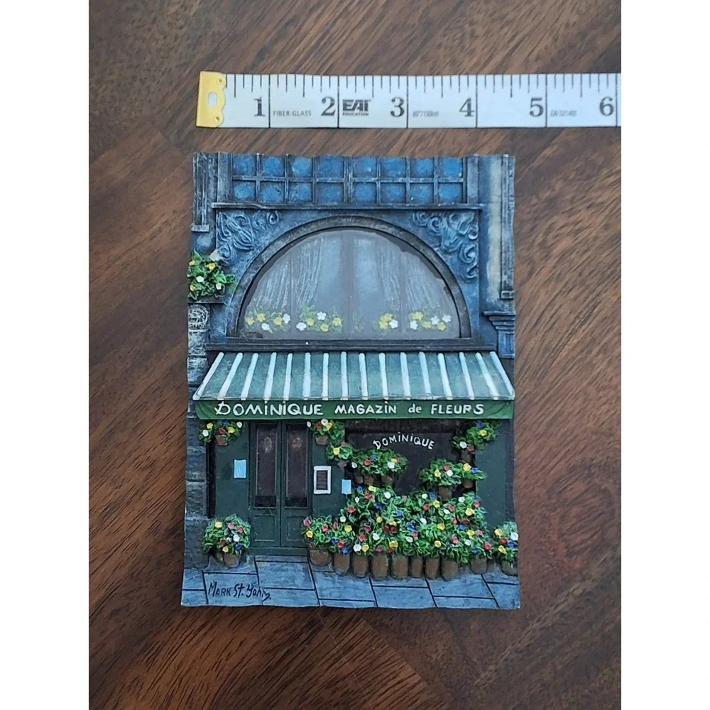 Vintage Mark St John Cafe‎ & Flower Shop 3D Resin Wall Plaques. Lot Of 2